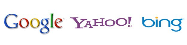 Logos des moteurs de recherches : Google, Yahoo! et Bing